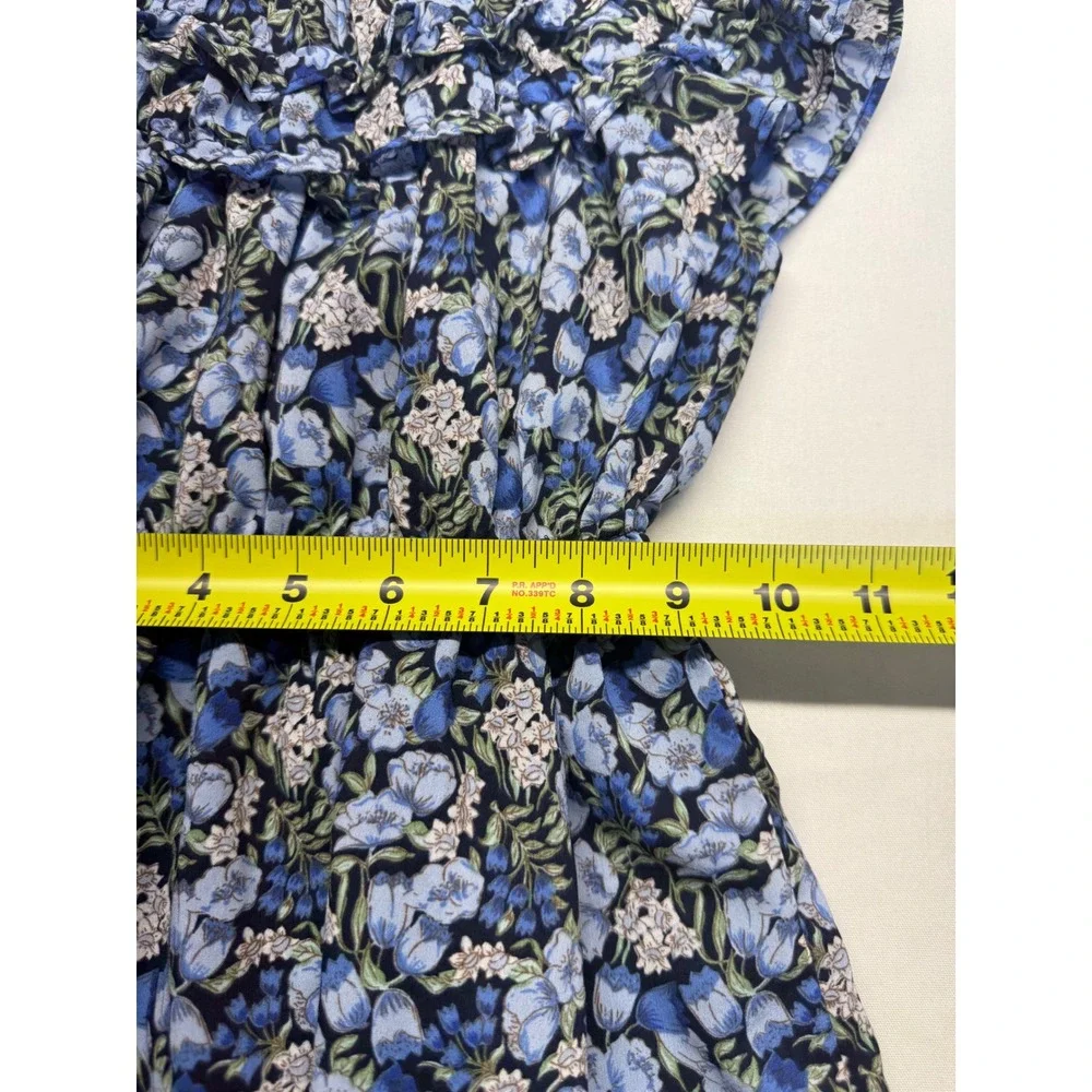Janie and Jack Blue Floral Ruffle Dress Girls 4 Prairie Cottagecore Boho